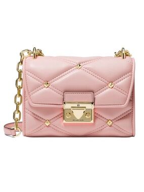 Serena Small Studded Crossbody Bag. Blush Pink